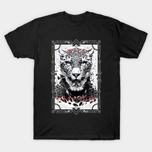 Leopard Jaguar Wild Nature Illustration Line Epic Illustration Line Art T-Shirt